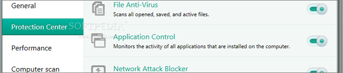 Showing the Kaspersky Internet Security 2014 protection center